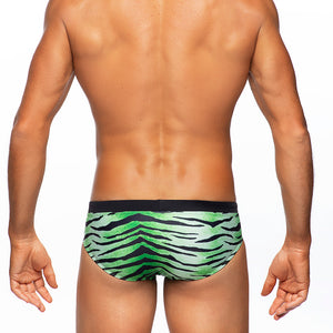 Tiger - Green  - Lo Rise Swim Brief