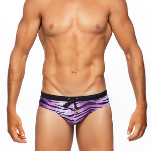 Tiger - Purple  - Lo Rise Swim Brief