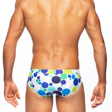 Load image into Gallery viewer, Bubbles - Blue / Lime - Lo Rise Swim Brief
