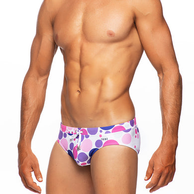 Bubbles - Purples - Lo Rise Swim Brief