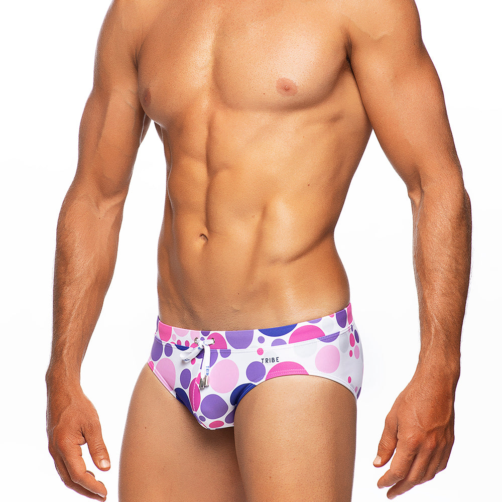 Bubbles - Purples - Lo Rise Swim Brief