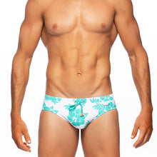 Load image into Gallery viewer, Hula - White / Aqua - Lo Rise Swim Brief