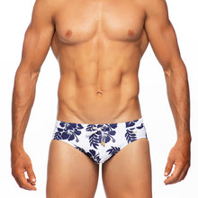 Load image into Gallery viewer, Hula - White / Navy - Lo Rise Swim Brief