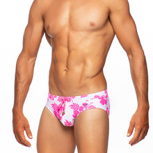 Load image into Gallery viewer, Hula - White / Pink - Lo Rise Swim Brief