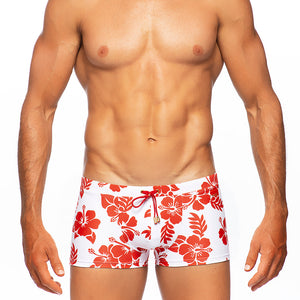 Hula - White / Red - Swim Trunk