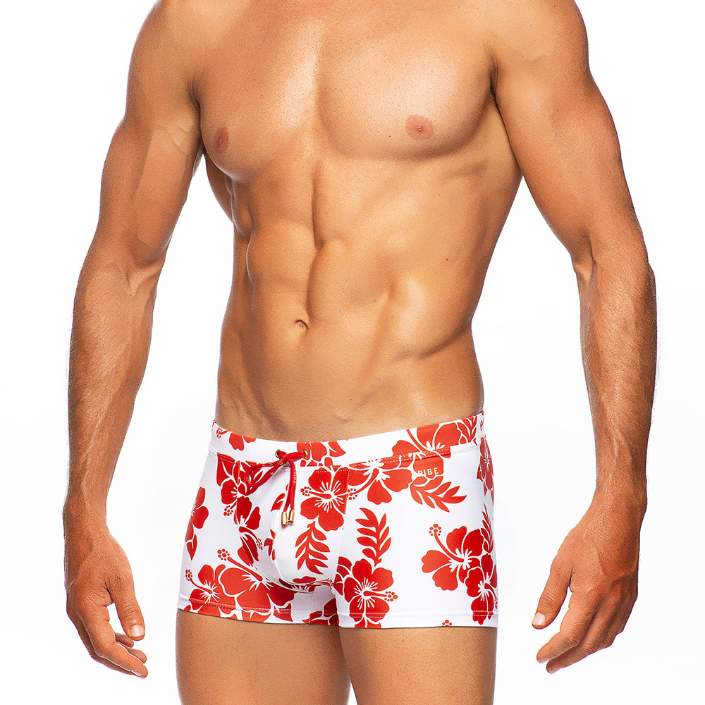 Hula - White / Red - Swim Trunk