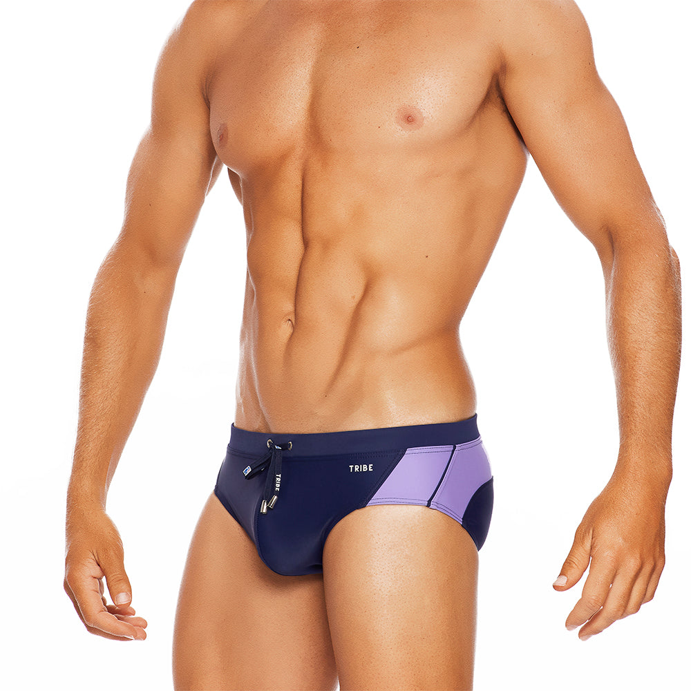 Barbados - Navy / Purple - LoRise Brief - Tribe Australia