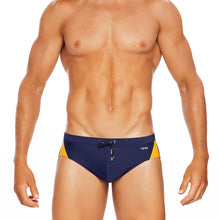 Load image into Gallery viewer, Barbados - Navy / Yellow - LoRise Brief - Tribe Australia