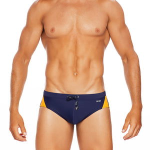 Barbados - Navy / Yellow - LoRise Brief - Tribe Australia