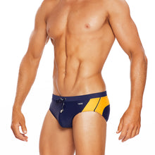 Load image into Gallery viewer, Barbados - Navy / Yellow - LoRise Brief - Tribe Australia
