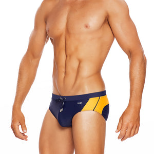 Barbados - Navy / Yellow - LoRise Brief - Tribe Australia