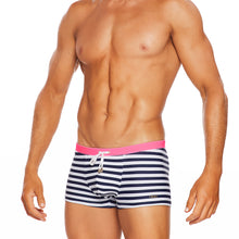 Load image into Gallery viewer, Riviera Sunset - Navy Stripe / Candy Pink - Swim Trunk